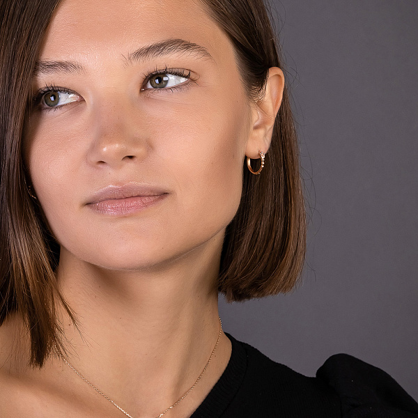 Золотые серьги-кольца Корона без камней  (арт. 111189) – изображение 2