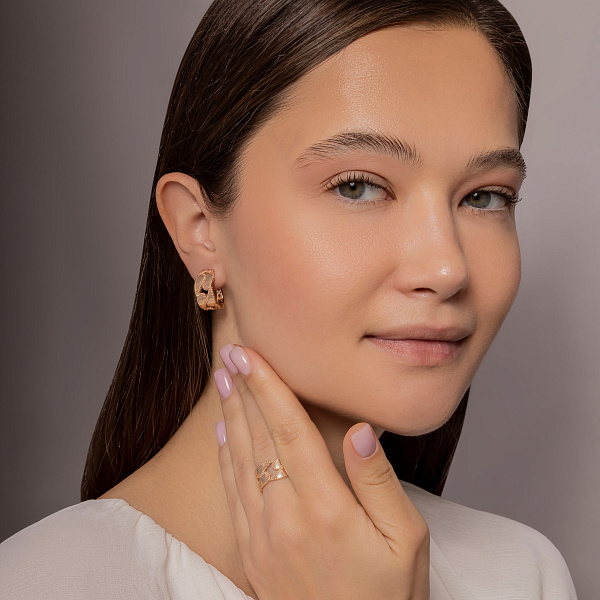 Серьги Звенья из красного золота (арт. 1092108) – изображение 3