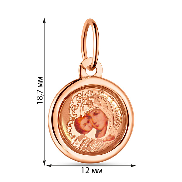 Круглая золотая ладанка Божья Матерь с младенцем (арт. 405100В) – изображение 2