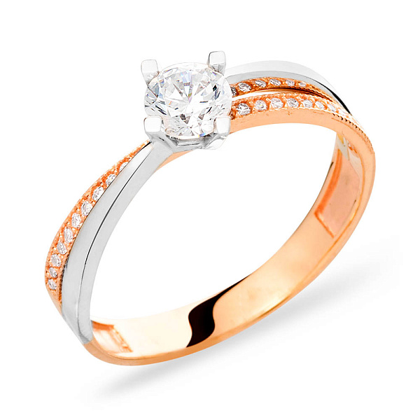 Золотое кольцо с фианитами (арт. 140621) – изображение 1