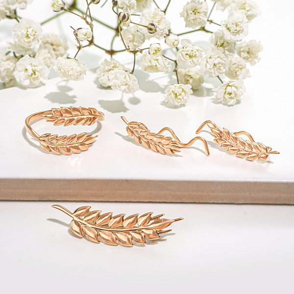 Серьги-клаймберы "Колосок" из красного золота (арт. 111166) – изображение 4