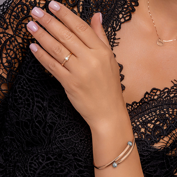 Золотий браслет з алмазною гранню та родіюванням (арт. 326533р) – зображення 3