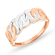 Фото Кольцо "Звенья" с переплетением красного и белого золота (арт. 155373/2кб)