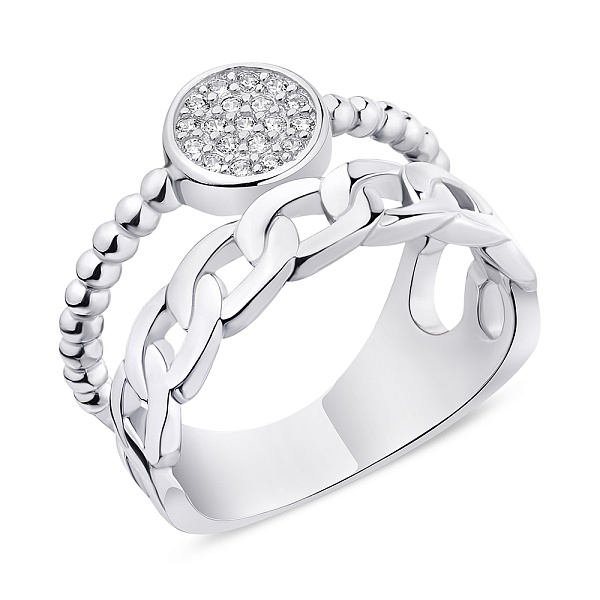 Серебряное двойное кольцо с фианитами (арт. 7501/6212) – изображение 1