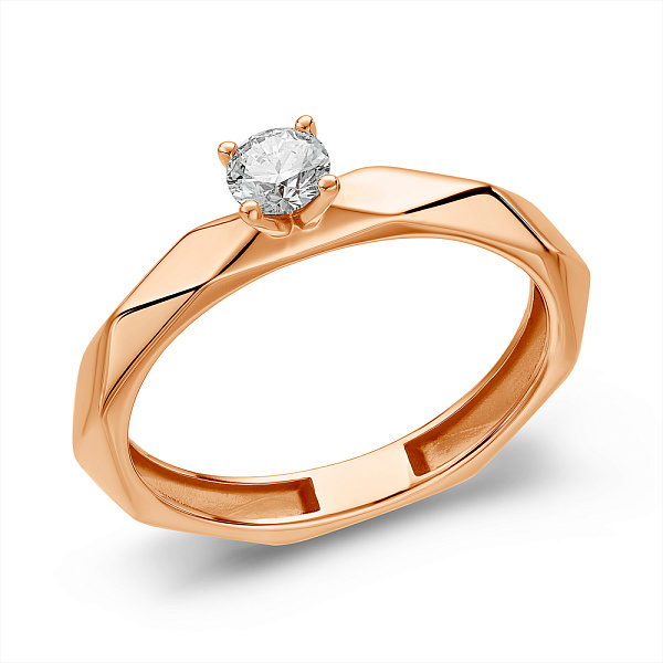 Каблучка для заручин з червоного золота з діамантом (арт. К011656020) – зображення 1
