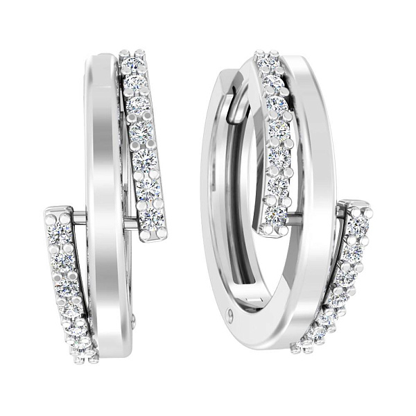 Золотые серьги-кольца с бриллиантами  (арт. С011388010б) – изображение 1