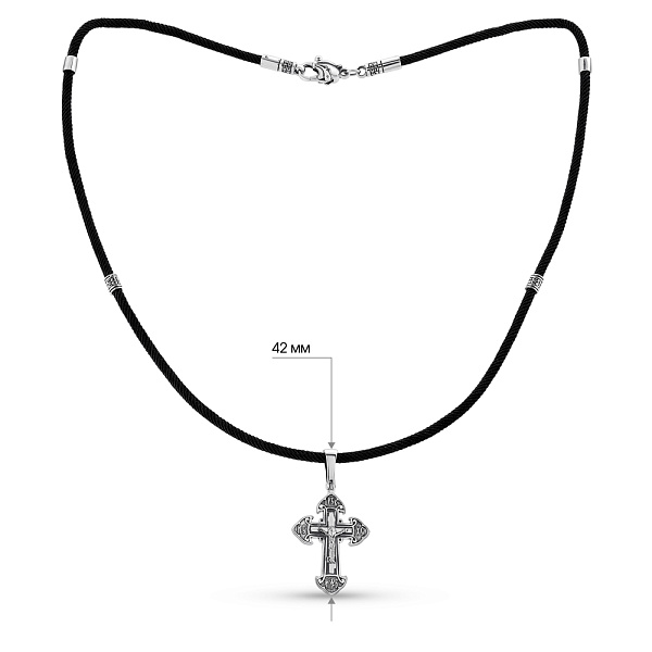 Серебряный крестик на шелковом шнурке (арт. 7307/7-3019.0.4) – изображение 2