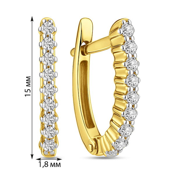 Золотые серьги с фианитами (арт. 110078ж) – изображение 4