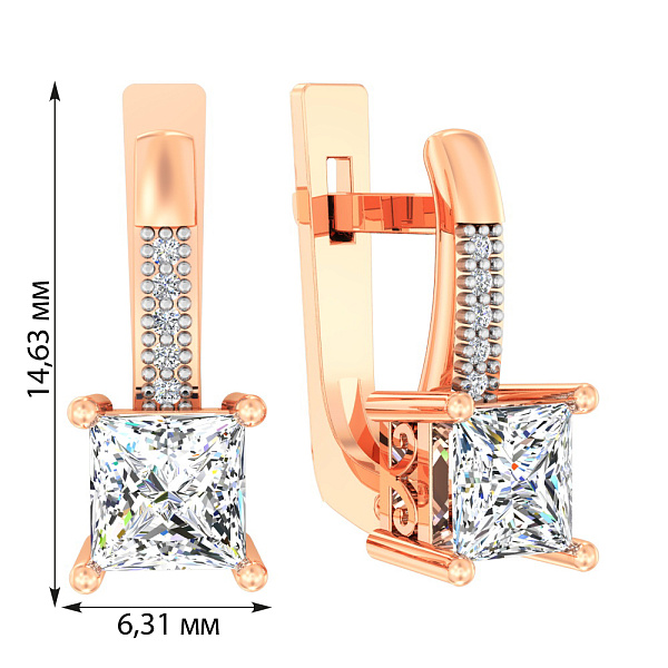 Золоті сережки з фіанітами (арт. 114800) – зображення 2