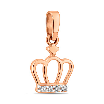 Фото Кулон из красного золота Корона с фианитами (арт. 441070)