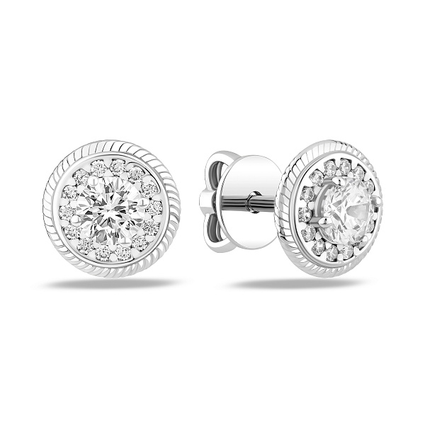 Серьги-пусеты из белого золота с фианитами (арт. 110455б) – изображение 1