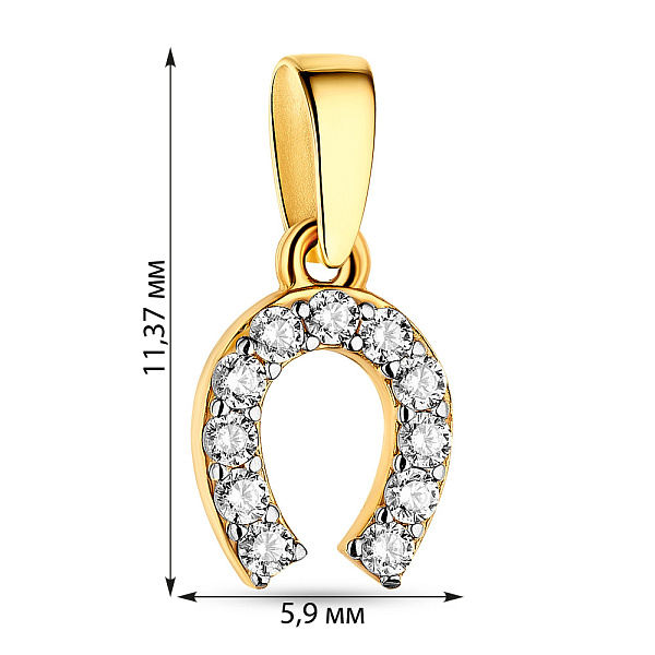 Золотая подвеска «Подкова» с фианитами (арт. 440264ж) – изображение 2