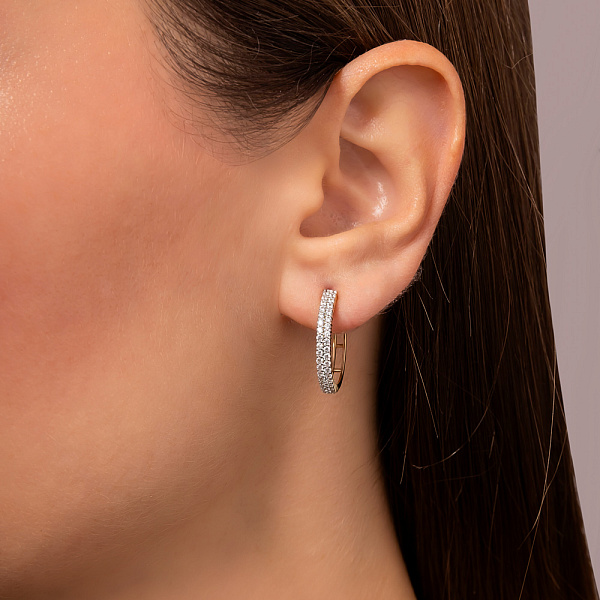 Золоті сережки-кільця з фіанітами (арт. 110252ж) – зображення 2