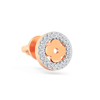 Фото Одиночная серьга из красного золота с фианитами (арт. 111278Я)