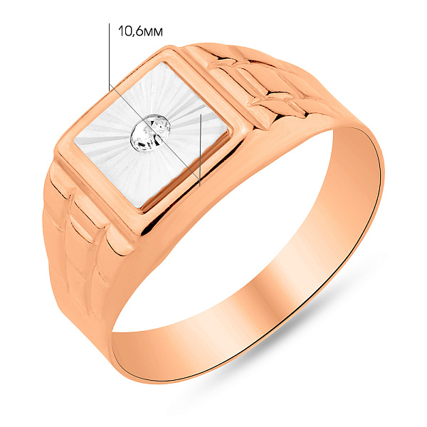 Золота печатка з фіанітом (арт. 180572кб) – зображення 3