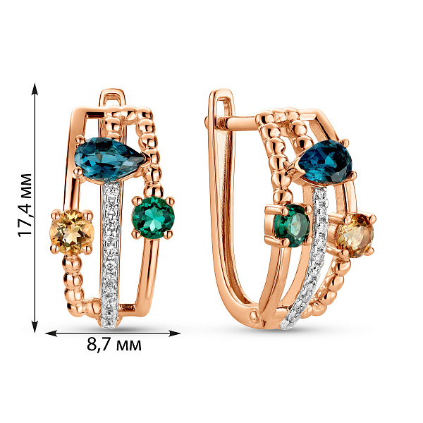 Серьги из красного золота с полудрагоценных камней (арт. 111370Пзлц) – изображение 2