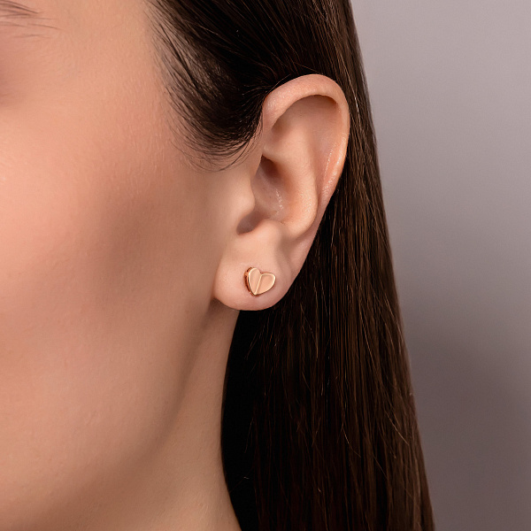 Золотые серьги пусеты Сердечки (арт. 111060) – изображение 2