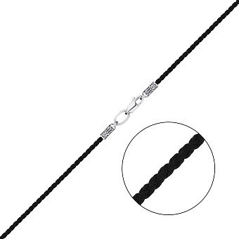 Шелковый шнурок с застежкой из серебра (арт. 7308/1055-2.0чшю)