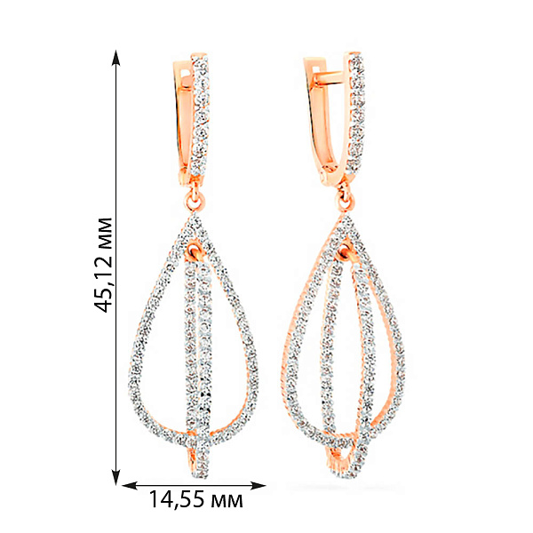 Золотые серьги с подвесками и фианитами (арт. 110241) – изображение 2