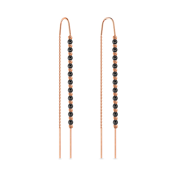 Сережки-протяжки золотые с ониксом (арт. 108296о) – изображение 1