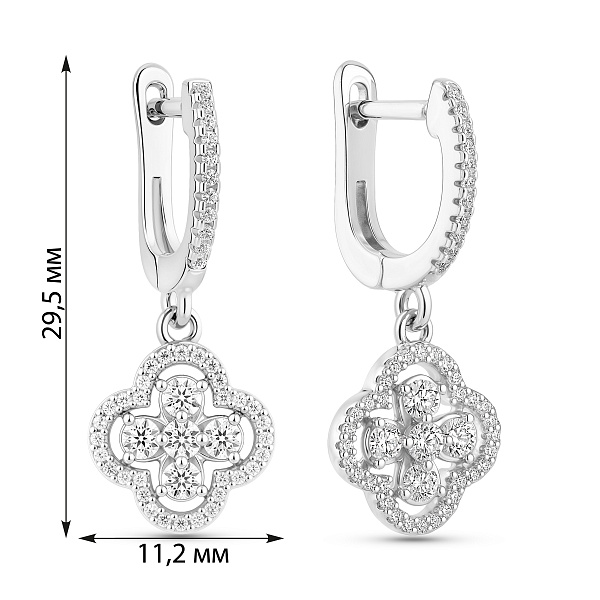 Серебряные серьги Клевер с фианитами (арт. 7502/10099) – изображение 2