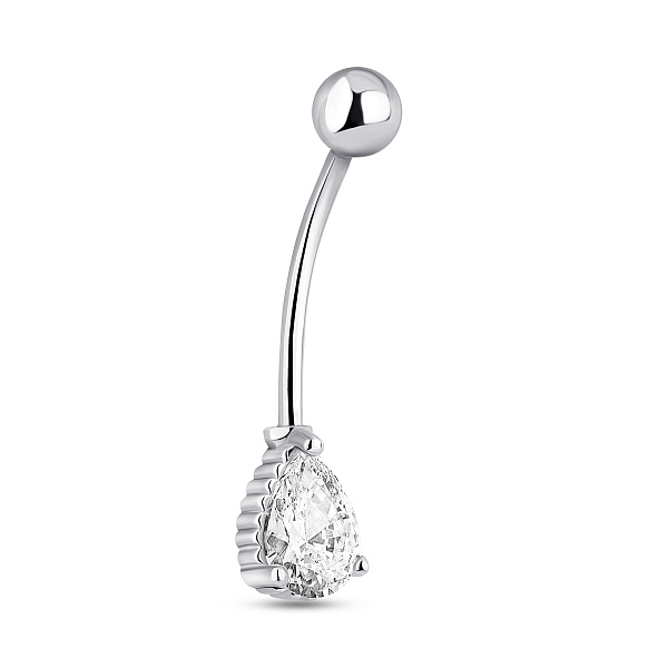 Серебряная серьга-пирсинг с фианитом (арт. 7512/050) – изображение 1