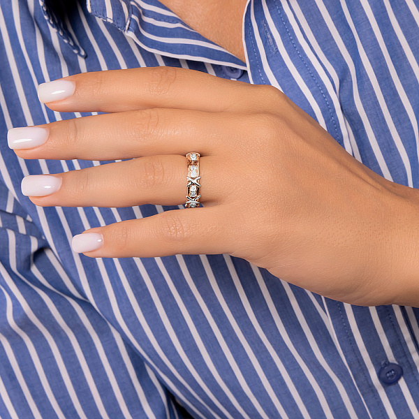 Золота каблучка з фіанітами (арт. 140448кб) – зображення 3