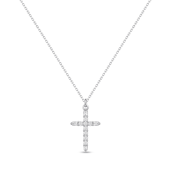 Серебряное колье с подвеской крест с фианитами (арт. 7507/2456) – изображение 1