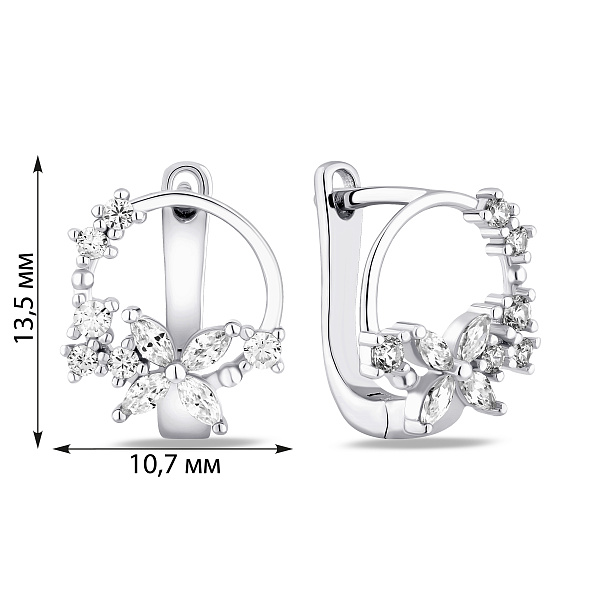 Сережки срібні Квіти з фіанітами (арт. 7502/10180) – зображення 2