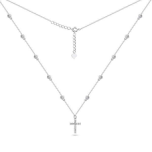 Серебряное колье с крестиком и фианитами (арт. 7507/1392) – изображение 2