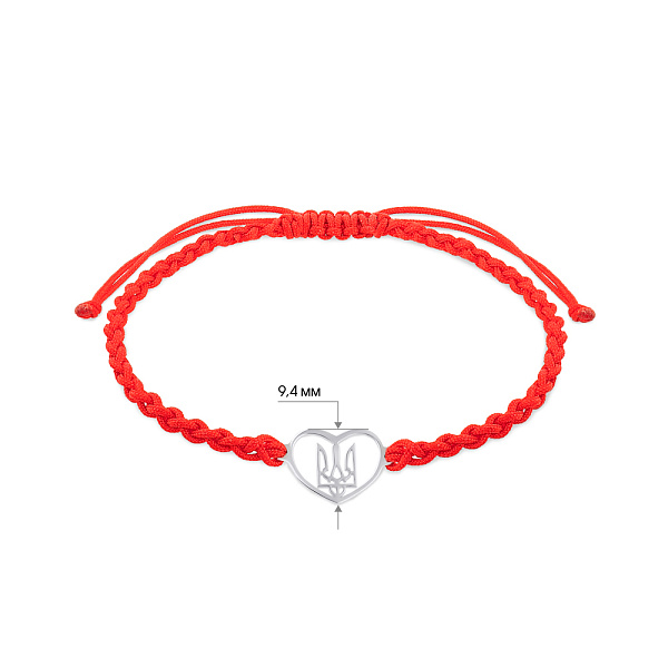 Браслет ТРизуб на шовковій нитці зі срібною вставкою для дітей (арт. Х340061кд) – зображення 2