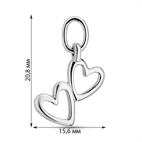 Серебряный подвес Два сердца (арт. 7503/682пп) – изображение 2