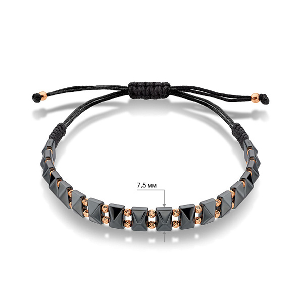 Браслет на нити с золотыми вставками и гематитом (арт. 324952/2гмтуа) – изображение 9