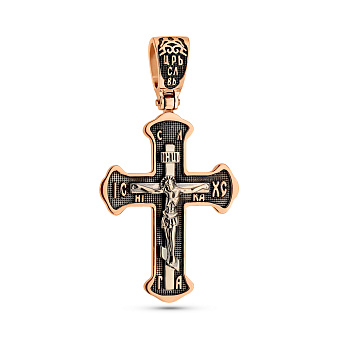 Золотий хрестик з розп'яттям без каменів (арт. 501722ч)