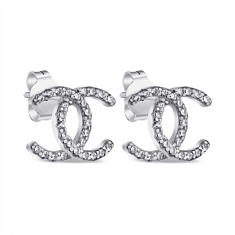 Фото Серебряные серьги-пусеты с фианитами (арт. 7518/5990)