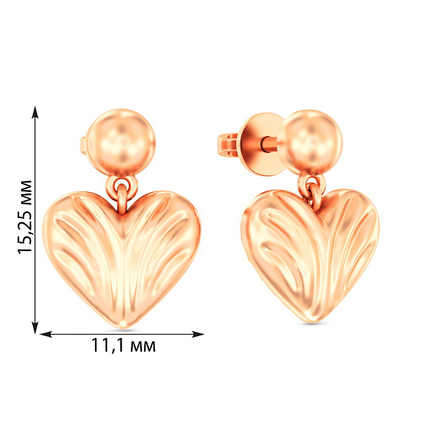 Золоті пусети Сердечка (арт. 1101029) – зображення 5