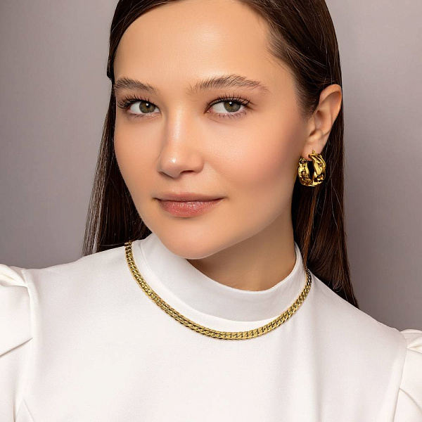 Золотые сережки-кольца Francelli в желтом цвете металла (арт. 109747/25ж) – изображение 5