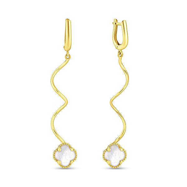 Серьги-подвески из желтого золота с перламутром (арт. 104567жп) – изображение 1