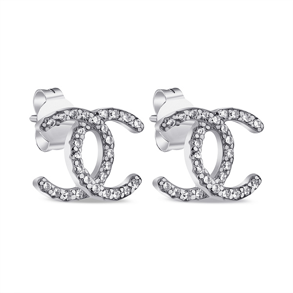 Серебряные серьги-пусеты с фианитами (арт. 7518/5990) – изображение 1