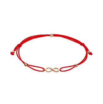 Браслет з червоною ниткою і з золотими вставками (арт. 340001к)
