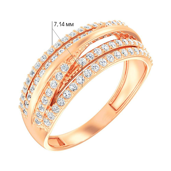 Золотое кольцо с дорожками из бриллиантов (арт. К011230050) – изображение 3