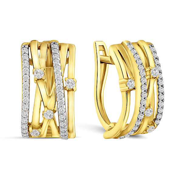 Сережки Синергия из желтого золота с фианитами (арт. 110185ж) – изображение 1