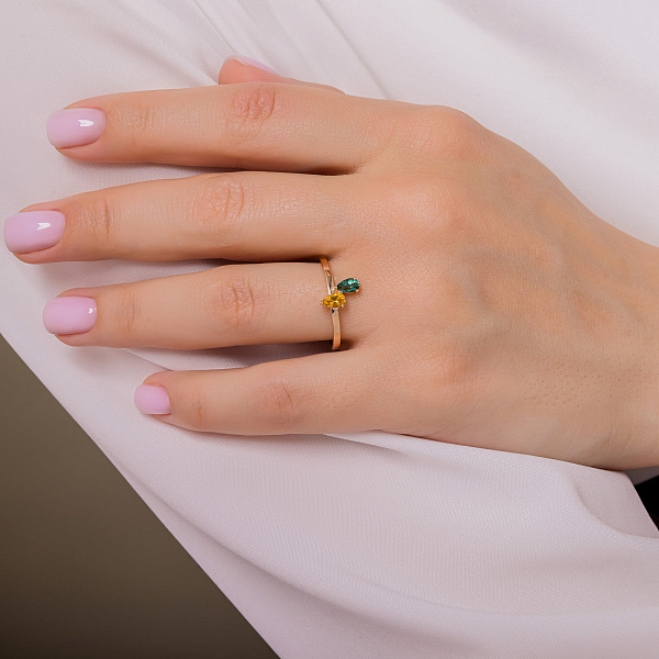 Золота каблучка з кварцом і цитрином (арт. 141234Пцз) – зображення 2