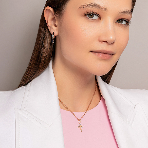 Серьги из красного золота с сапфиром и бриллиантами  (арт. С011187с) – изображение 3