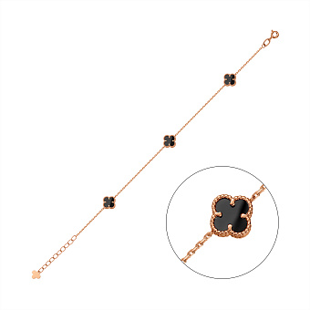 Золотий браслет Конюшина з оніксом (арт. 341494/7о)