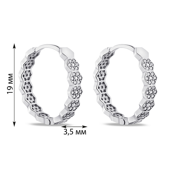Серебряные серьги-кольца с фианитами (арт. 7502/1-0859.0.2) – изображение 2