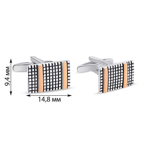 Серебряные запонки с золотой накладкой (арт. 7215/504зп) – изображение 2