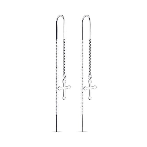 Длинные серебряные серьги Крестик (арт. 7502/9742) – изображение 1