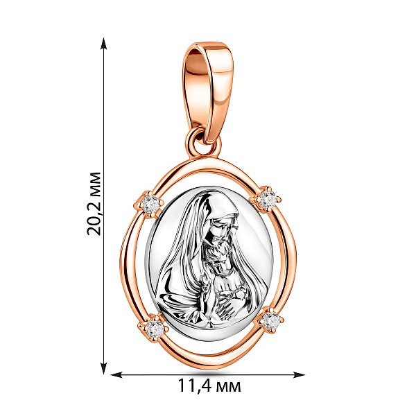 Ладанка из золота Божья Матерь с младенцем (арт. 440948кб) – изображение 3