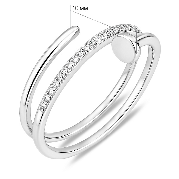 Серебряное кольцо гвоздик с фианитами (арт. 7501/8898) – изображение 2